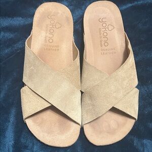 Yokono Women's Beige Leather Sandals